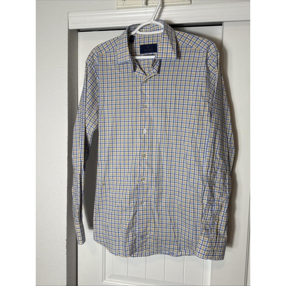 David Donahue Men's Fusion Check Pattern Button Down L/S Shirt 16 M/L